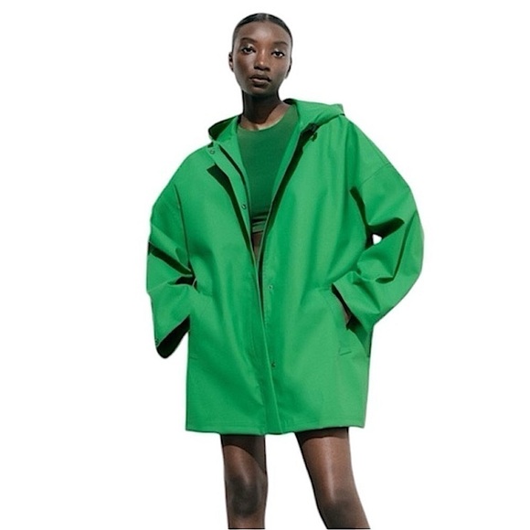 New ZARA NWOT Rubberized Raincoat - Picture 1 of 13